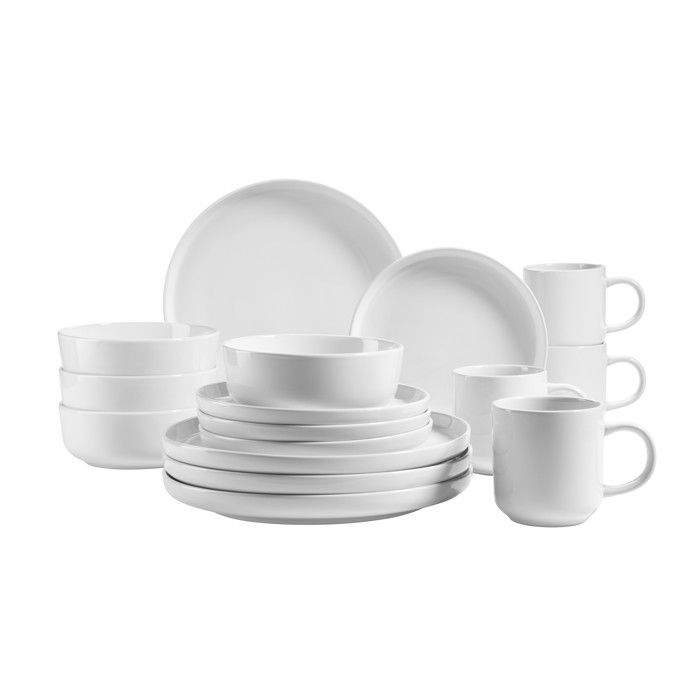 Mäser Service de table ALENIA 16 pièces en grès blanc