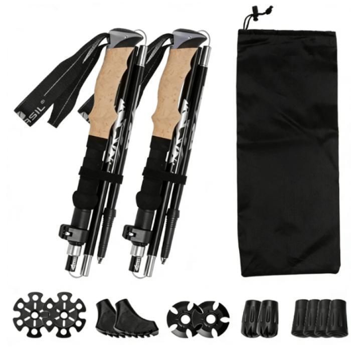 Batons de Trekking Cinq Pliable Ajustable Cannes de randonnée Pliante Trekking Senior Randonnée pédestre - 33-1 BATON DE MARCHE