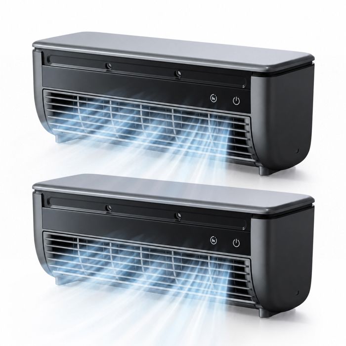 Lot de 2 Mini Rafraîchisseurs dAir Portables Sans Conduit avec Télécommande et Ventilateur à 3 Vitesses Noir