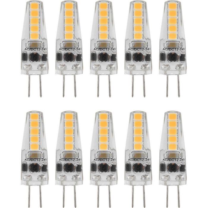 10pcs G4 LED Ampoules 2W Bi Pin Base Dimmable Ampoules pour Lustre Plafonnier Lampe De Table Blanc Chaud 3000K AC 1224V