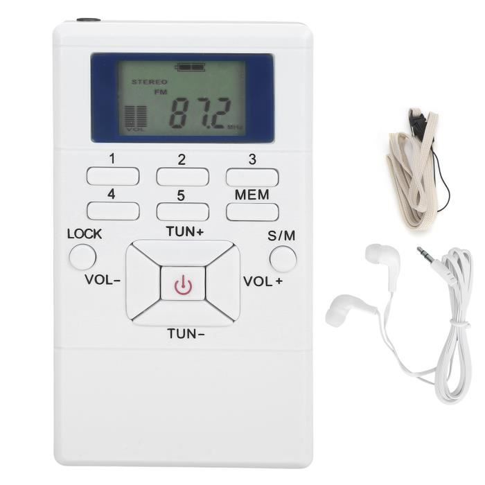 Mini Radio Portable FM Stéréo - Affichage LCD, Avec Écouteurs | Pile AAA | Gris Foncé - 14
