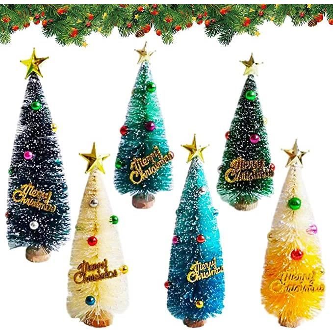 6 Pcs Noël Décoration, Sapin Miniature de Noël artificiel, Arbres en