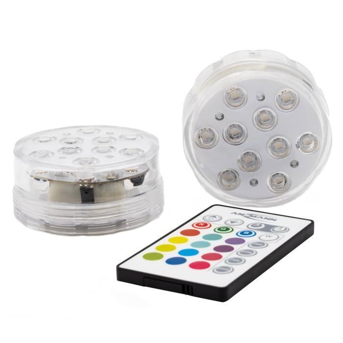 Lampes flottantes pour piscine 16 couleurs 4 effets lumineux Étanche LED télécommande - ANSMANN