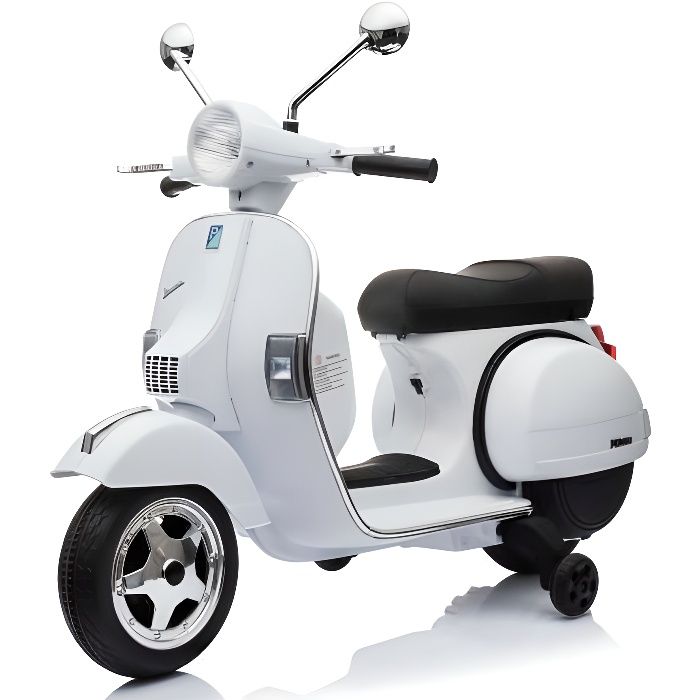 Moto électrique pour enfant VESPA officielle 12V avec licence Piaggio Blanc