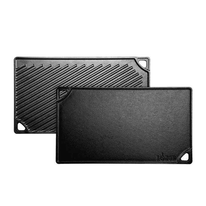 Lodge - Plaque de cuisson en fonte 2 en 1 : Grill et plancha - 42x24cm - Gazinière four ou barbecue