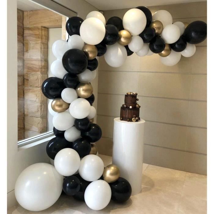 Kit De Guirlande De Ballons De 5 M De Long Noir Dore Blanc Pour Anniversaire Fete De Remise De Diplome Evenements Decorat 24 Achat Vente Ballon Decoratif Cdiscount