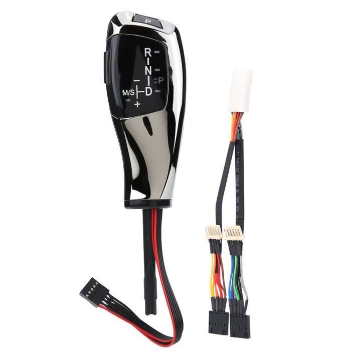Lanqi Pommeau de levier de vitesse automatique LED pour BMW E90 E91 E93 E81 E82 E84 E87 E88 E89 Chrome Black