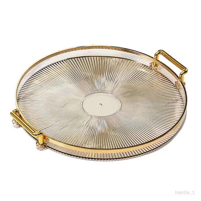 Plateau De Service Rond En Acier Inoxydable - Diamètre 33.5 Cm (M), Poignées Double - Pour Fruits, Apéritifs, Restaurant, Fête - Style Nordique - 9