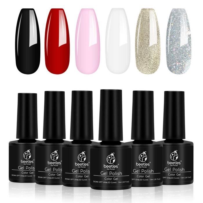 Beetles Kit De Vernis A Ongles Gel Uv Led Rouge Noir Rose Blanc Argent Dore 7 3 Ml Cdiscount Au Quotidien