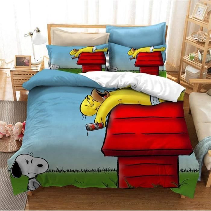 Snoopy Parure De Lit, Housse De Couette 140 X 210 Cm, Taie D'Oreiller