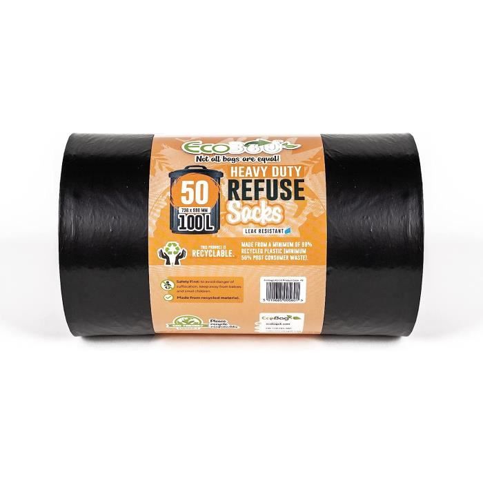 Sacs poubelle résistants Jantex noirs 120L (lot de 100)
