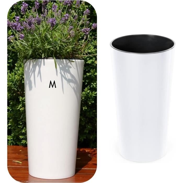 Pot de fleurs rond Gobi 30 avec insert Blanc