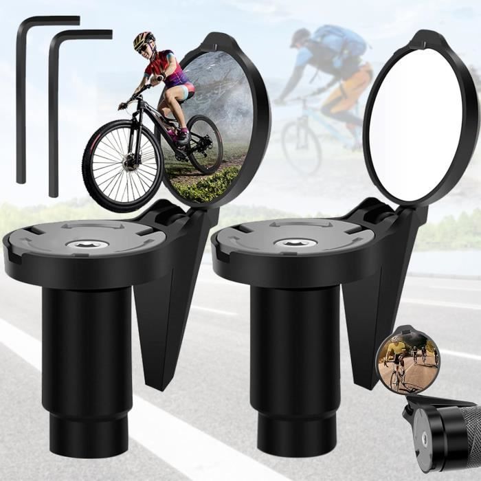 2 Rétroviseurs Vélo 360° Réglables – Miroirs Convexes HD Pliable, Pour Guidon 16-22 Mm (VTT, Route, Pliant)