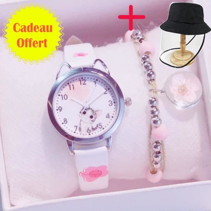Coffret Montre fille enfant ado - Mignon - Montre à quartz - Bracelet fleur  en Silicone - Chapeau enfant Cadeau supplémentaire , - Achat/vente montre  Blanc - Cdiscount