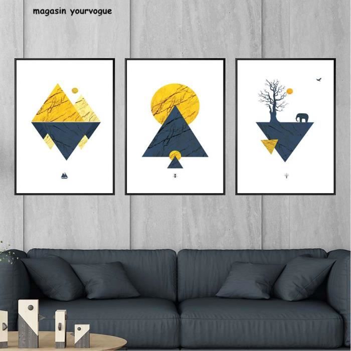 Decoration Murale Toile Impression Toile Abstrait Combinaison Geometrique Noir Jaune Cadre Non Inclus Seulement Toile Achat Vente Tableau Toile Cdiscount