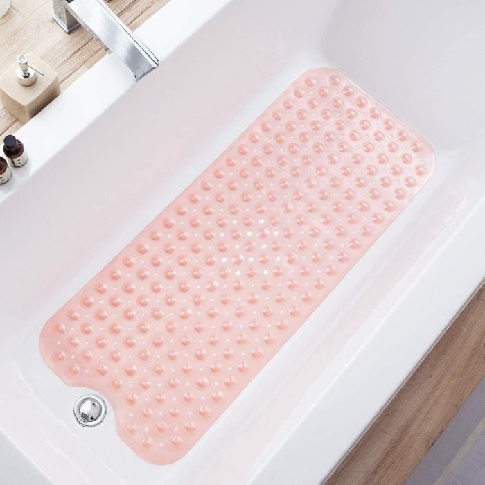 Tapis De Bain Bathsafe 88x40cm - Antidérapant, Antibactérien - Ventouses Puissantes - Marron
