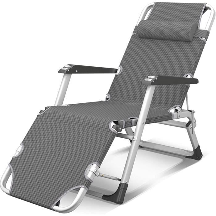 LIWIChaise longue et chaises longues en métal réglable chaise gris