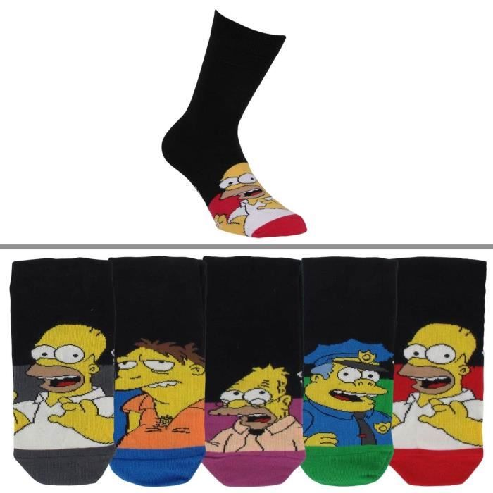Chaussettes homme Les Simpson lot de 5 Couleur Noir Pointure