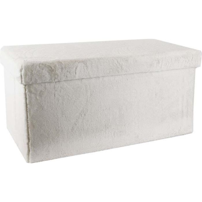 Banc Coffre Pliable Imitation Fourrure Blanc Achat Vente Banc
