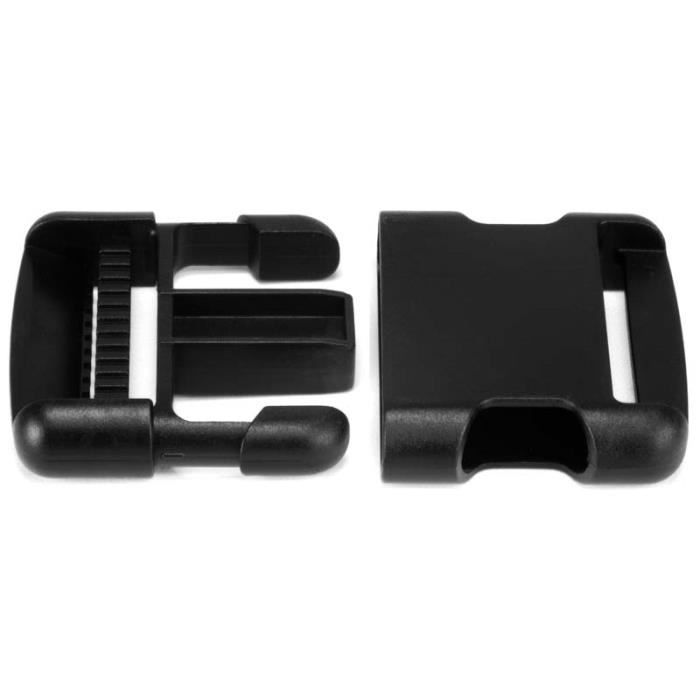 boucle clip en plastique noir haut de gamme passage pour une sangle de 25 mm  largeur extérieur 64 mm hauteur 39 mm - mercerie-extra