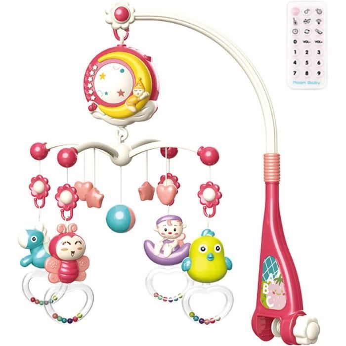 Mobile Pour Lit Bébé En Bois Et Feutre - Lune, Étoiles, Boules Colorées, Carillon Éolien, Décoration Suspendue Pour Chambre Bébé