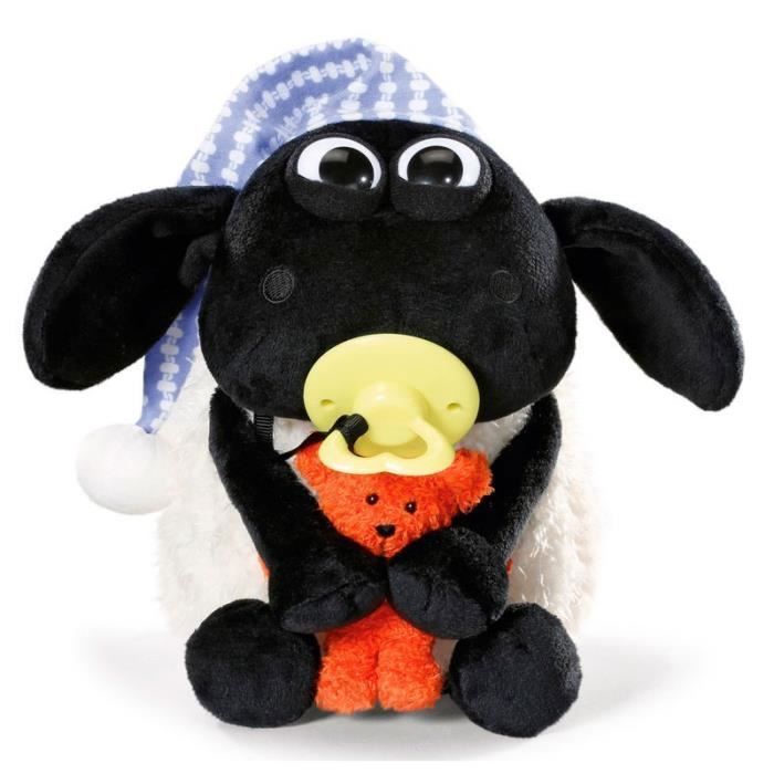 10 cm Nici 41460 Shaun le mouton Porte-clés avec sommeil bonnet couleur : blanc/noir Mixte Enfant 