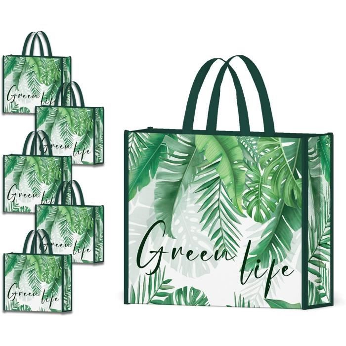 5 Pcs Sac Courses Reutilisable Feuilles de Palmier Cabas De Courses Lavables Grand Tote Bag 658 Multi feuilles de Palmier Cdiscount Bagagerie Maroquinerie