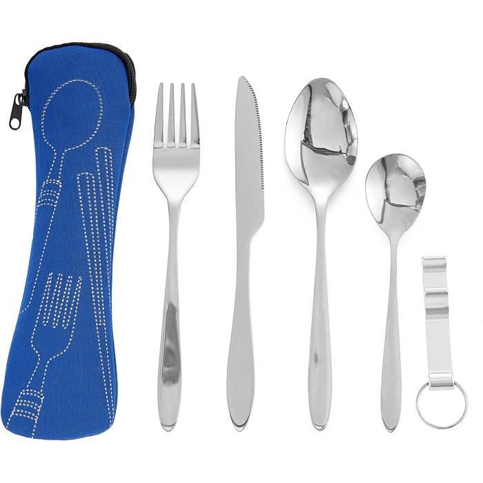 Couverts de Camping - Inox - 5PCS - Étui Portable - Pratique - Durable