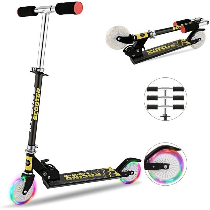 Trottinette Adulte Pliable Réglable En Hauteur - Roues PU 20 Cm - Charge Max 100 Kg - Pour Ville Et Balades