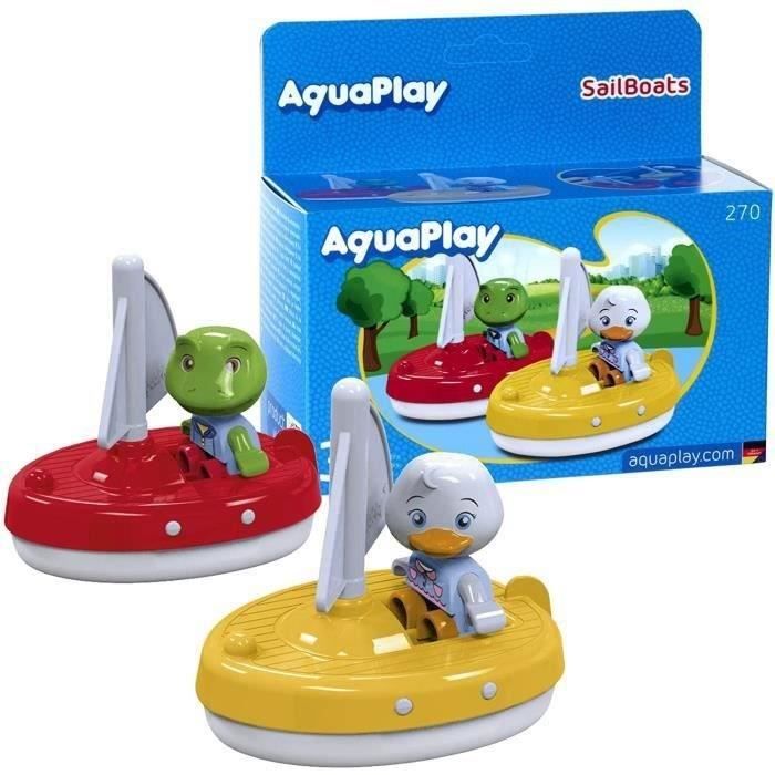 Smoby - Aquaplay Voiliers - Jeu d'eau pour enfant - 2 bâteaux à voile + 2 figurines - Dés 3ans - Jouet de bain
