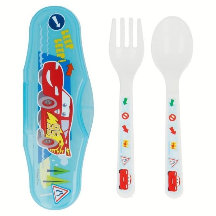 Set De Couvert Plastique Pour Bebe Avec Sa Boite De Rangement Cars