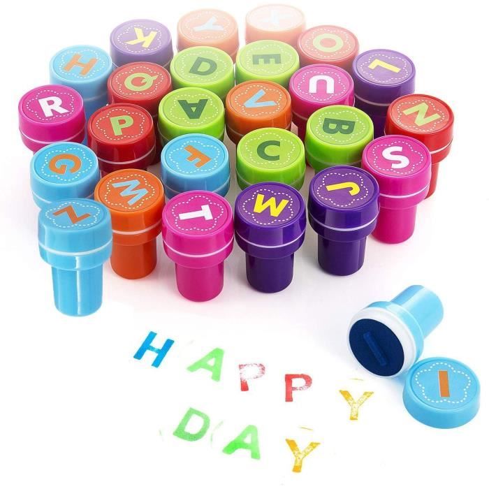 Tampons Encreurs Enfants, Tampons à Encre Auto-encrage pour les Oeufs de Pâques, Cadeaux 26 Alphabets . - Beaux-Arts et Loisirs créatifs