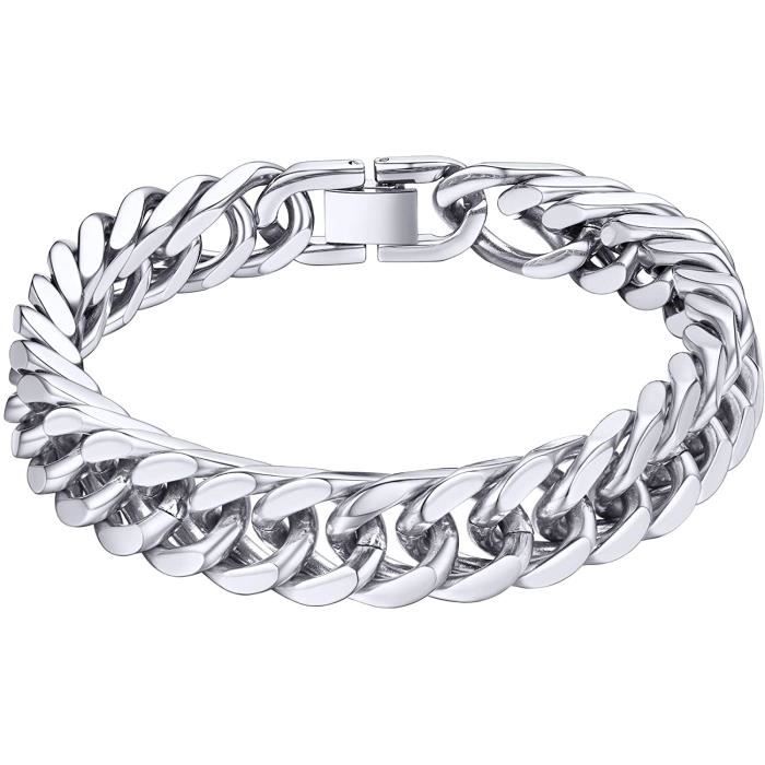 Hommes Argent Acier Inoxydable chsin Lien Coeur Bracelet Bangle Garçons Cool Bracelet Hommes Argent Acier Inoxydable chsin Lien Coeur Bracelet Bangle Garçons Cool Bracelet
