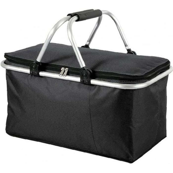 Pique-nique Glacière Portable Isotherme Pliable Lunch Bag Grand panier de sac noir