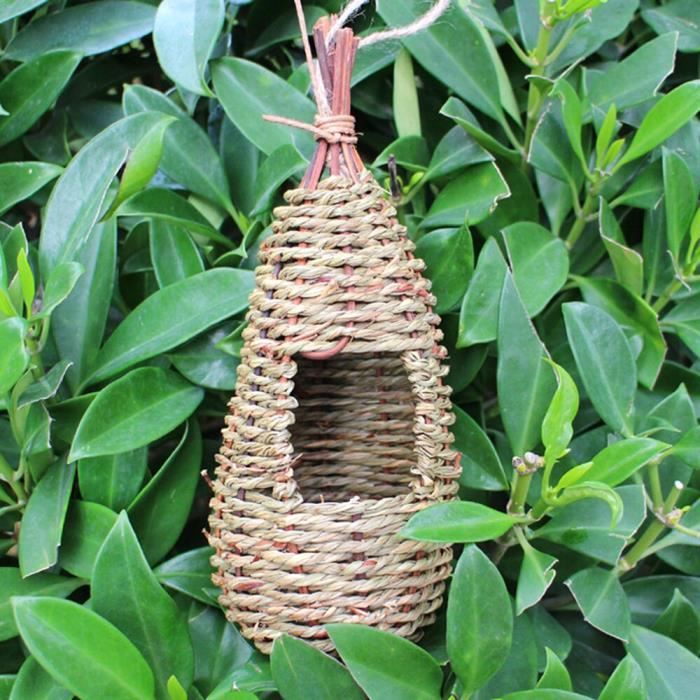 2 Pièces Nid Oiseau Fait à La Main, Grass Bird Hat, Nichoir Tissé à la Main, Maison pour Oiseaux de la Nature, Nichoirs à Oiseaux, adapté aux Petits Oiseaux Tels Que Les