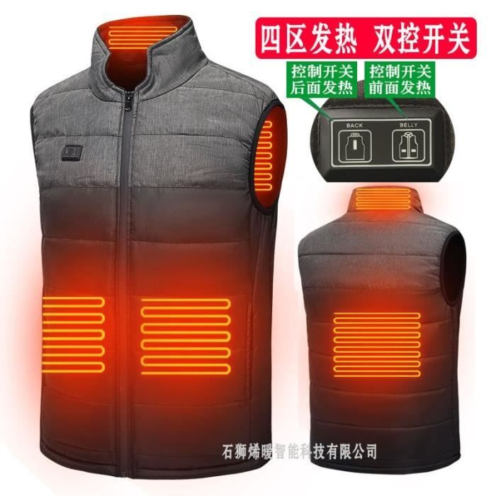 Couleur Noir taille XL Veste auto chauffante USB capuche pour