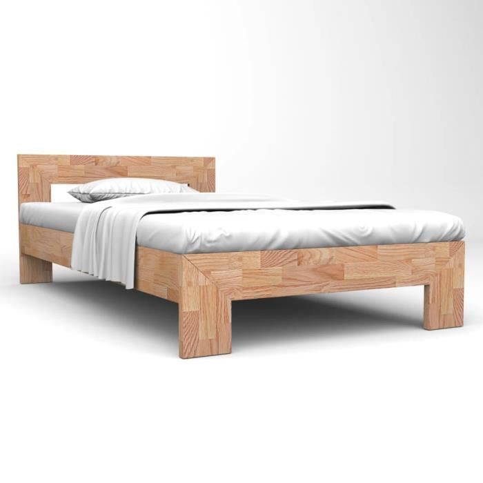Cadre de lit 160x200 cm en bois de chêne massif avec finition laquée - LAY - Contemporain - Design