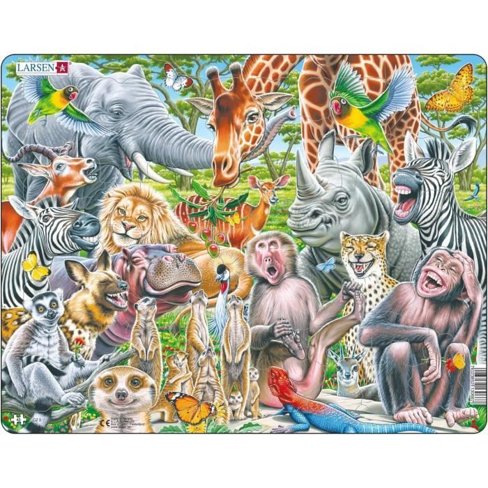 Cz3 Selfie - Animaux Africains Heureux, Puzzle Cadre Avec De 43 Pièces