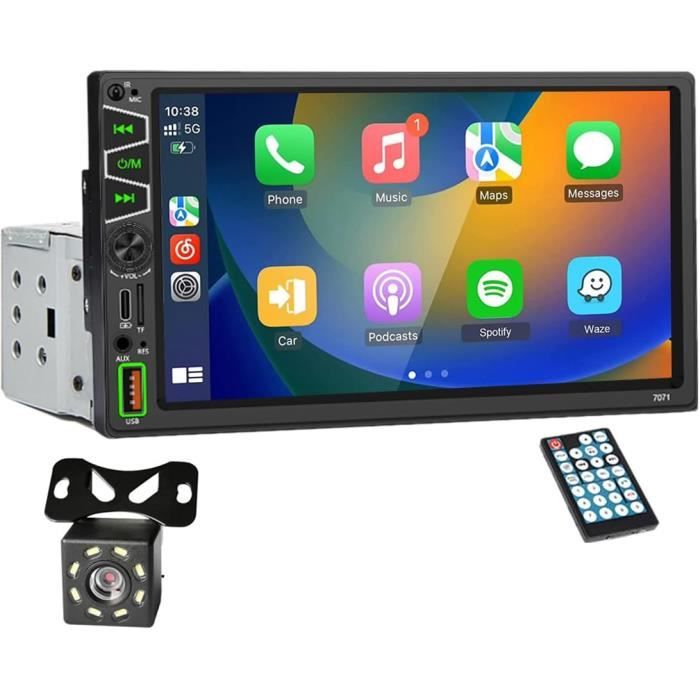 Autoradio 2 Din 7" Avec Carplay/Android Auto Sans Fil - Écran Tactile, Bluetooth, GPS, FM/AM/RDS, Caméra De Recul
