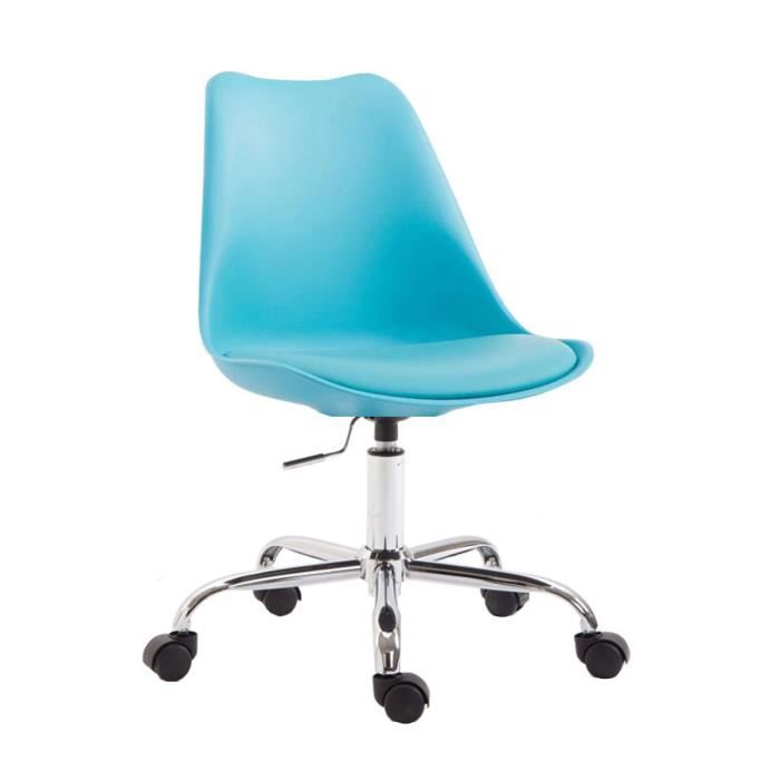 chaise de bureau toulouse à coque en plastique - clp - bleu - simili - a roulettes