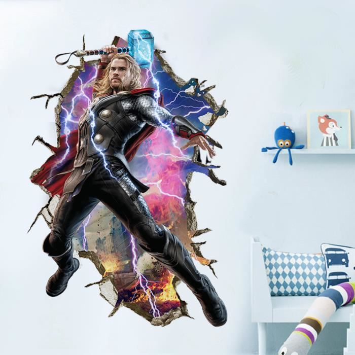 Stickers muraux 3D Avenger Thor Décoration de la maison 58x88cm