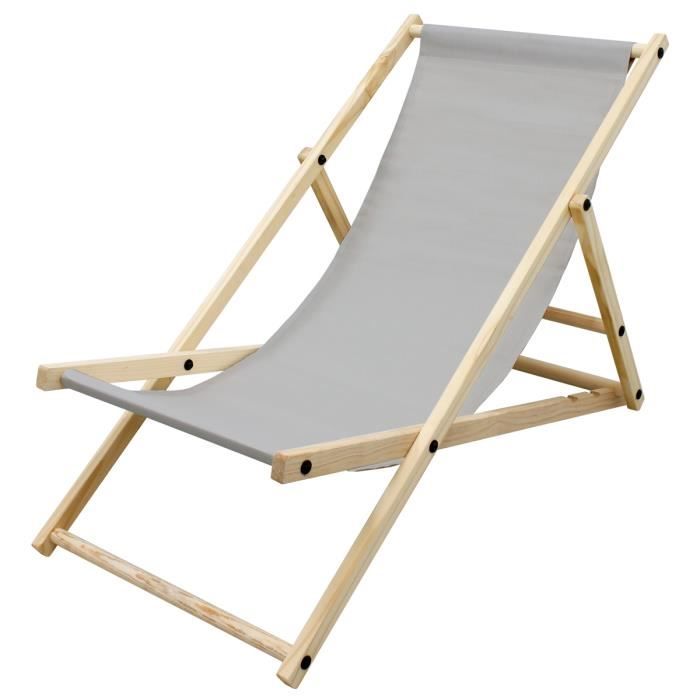 ecd germany chaise longue de jardin en bois de pin - 3 positions de couchage - jusqu'à 120 kg - gris clair - pliable