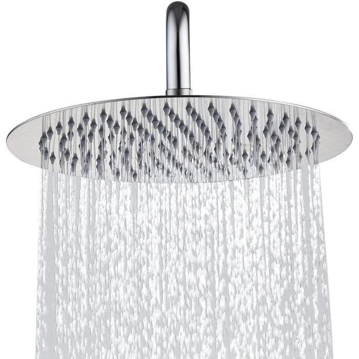Pommeau De Douche Carré Effet Pluie - Acier Inoxydable Ultra Mince, Fixation Mur/plafond