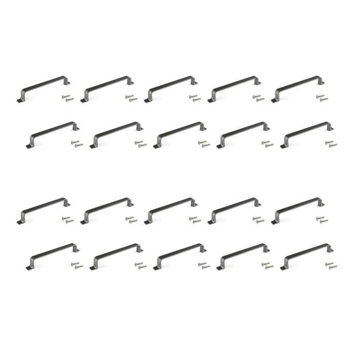 Emuca Lot de 20 poignées pour meubles Kobe L164mm entraxe 128mm Zamak Titane Emuca Lot de 20 poignées pour meubles Kobe L164mm entraxe 128mm Zamak Titane