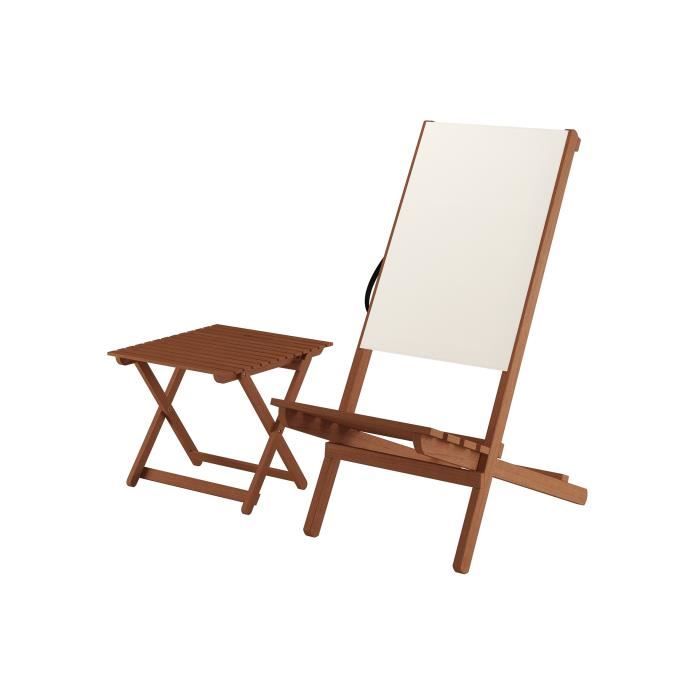 chaise pliante en bois avec table, chaise de plage, siège de pêche, tissu blanc v-10-361 [pièce unique avec table]