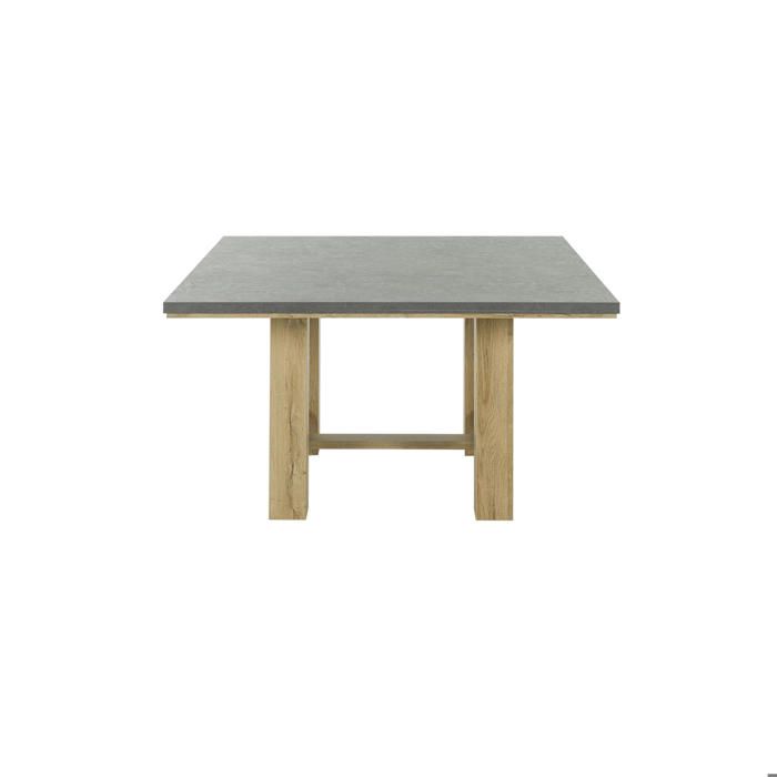 Table à manger carrée Louane en aggloméré avec un décor de chêne et de béton. Dimensions: 140x140x77 cm (LxLxH). Table à manger carrée Louane en aggloméré avec un décor de chêne et de béton. Dimensions: 140x140x77 cm (LxLxH).