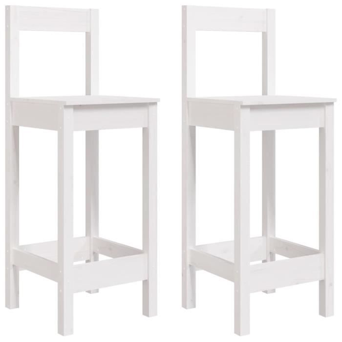 Chaises de bar - GAROSA - Lot de 2 - Bois de pin massif - Blanc - 40x415x112 cm