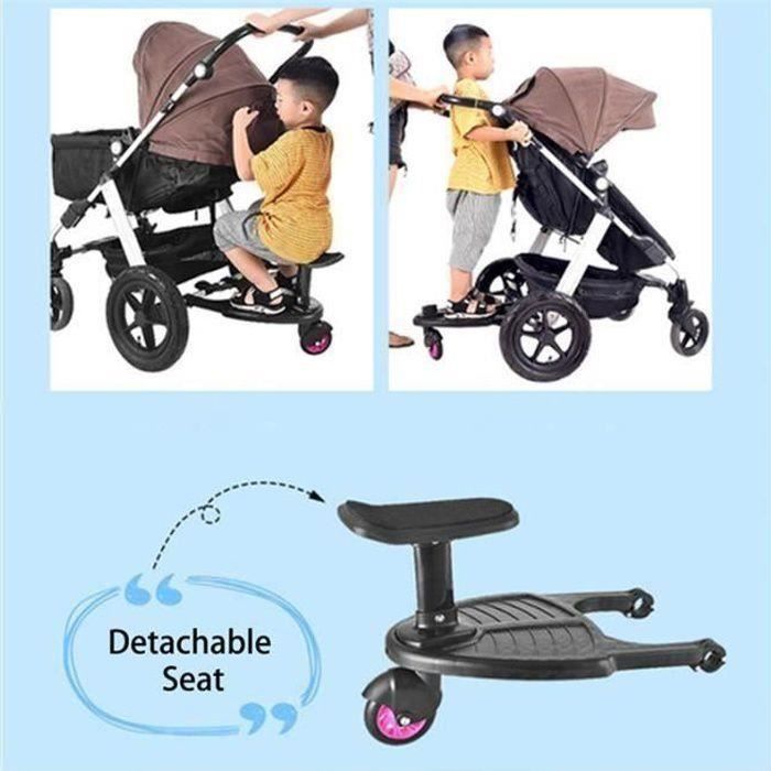 Planche Poussette Universelle BugyKido - Siège Inclus - Enfant 2-6 Ans (25kg) - Noir