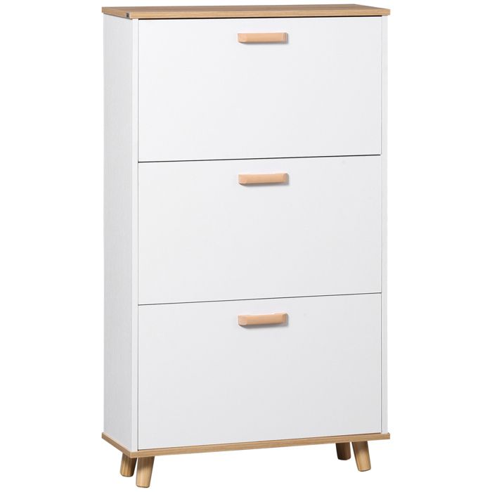 Meuble à Chaussures 2 Portes SoBuy - Rangement Entrée 55x24x90cm Doré Avec Plateau