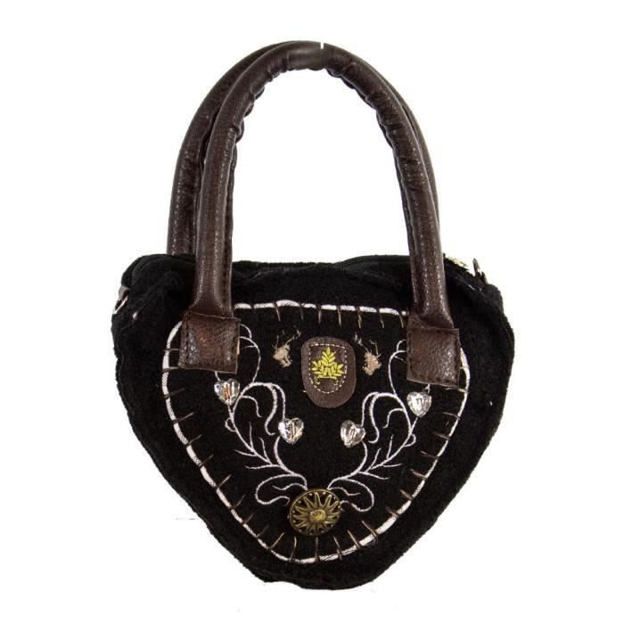 Sac Deluxe noir pour femme HORRORSHOP Tyrolien avec tetes de cerf brodees 100 Polyester